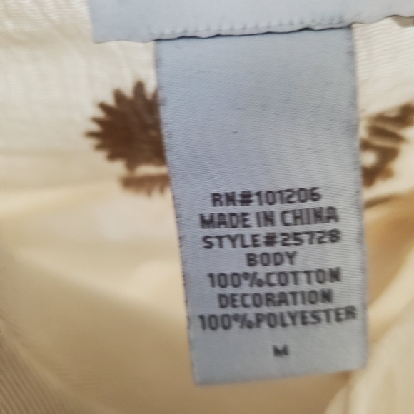 Soft Surroundings Cream Mocha Cotton Embroidered Tunic Blouse Women's Size M - Picture 12 of 12